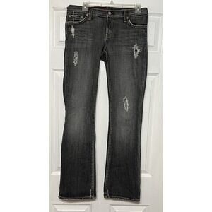 Blue Cult #121 Kate Mid Rise Flare Leg Jeans Women's Size 29 Black Distressed